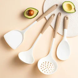 4Pcs/Set Silicone Kitchenware Soup-Spoon Spatula Colander Spoon Non-stick Pan Kitchen Supplies Kitchen Cooking Tools