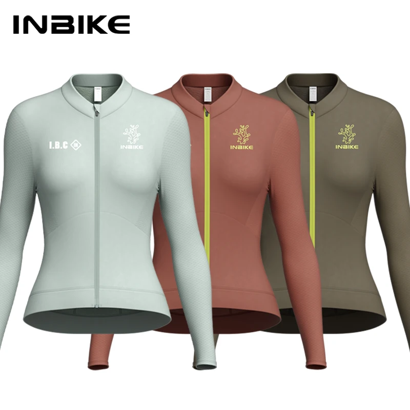 

INBIKE Winter Cycling Jersey for Women Thermal Fleece Long Sleeve Mountain Bike Jersey with Pockets Windproof Biking Clothingn
