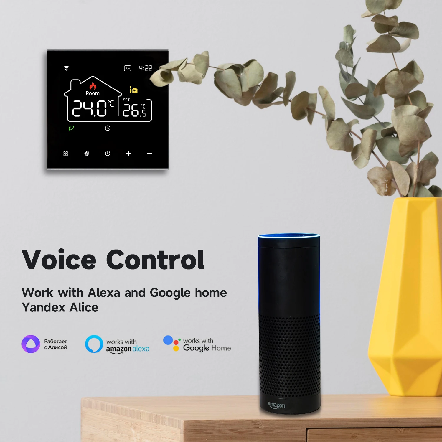 Termostato inteligente WiFi para calefacción eléctrica, controlador de temperatura para caldera de Gas y agua, funciona con Alexa, Google Home y Alice, Tuya