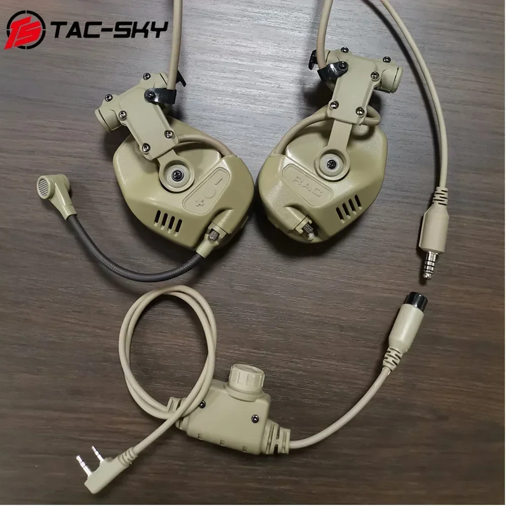 TAC-SKY Tactical Headset RAC Communication Headset Airsoft Noise Reduction Headphones with Tactical ARC Rail Adapter Fast Helme