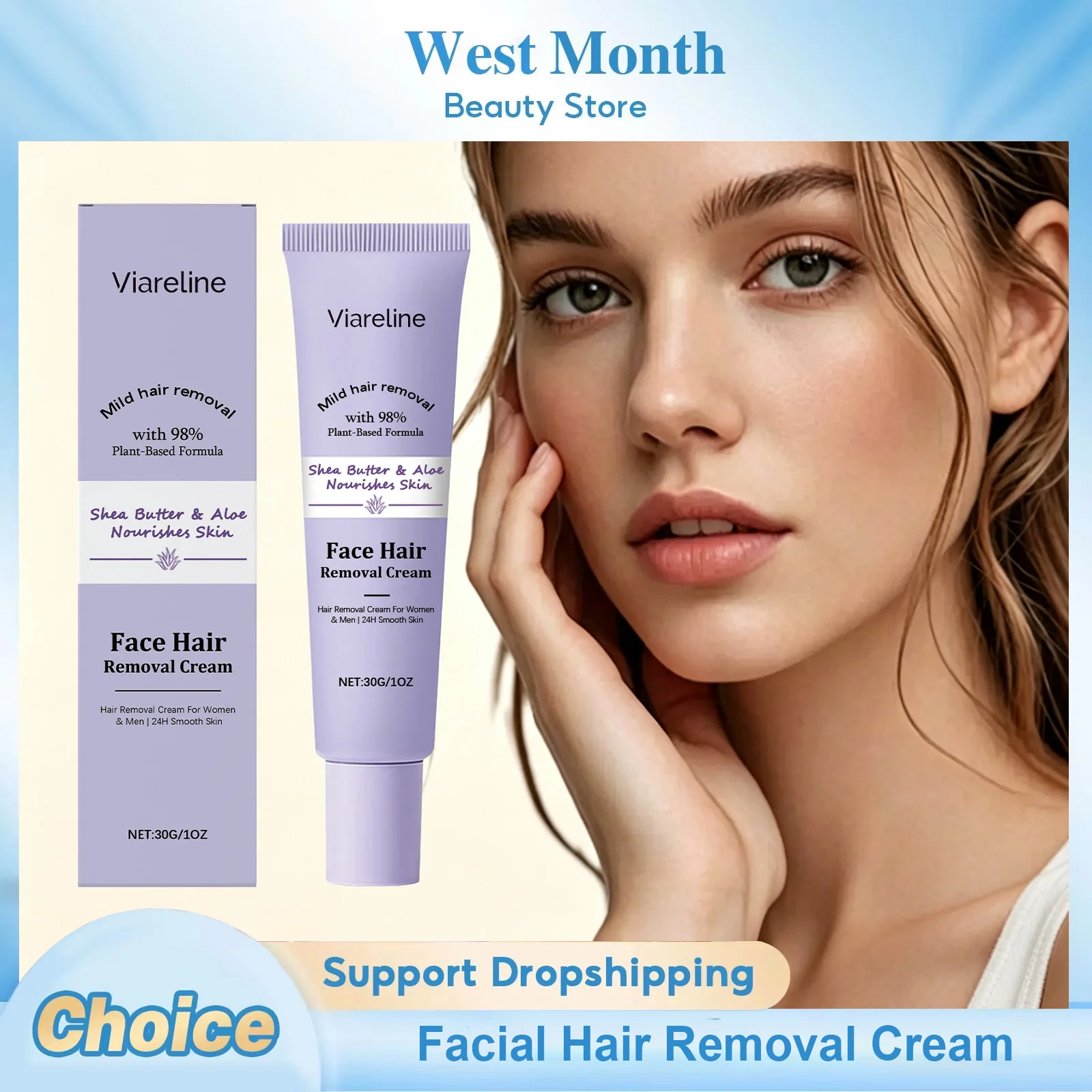 Facial Hair Removal Cream Inhibit Hair Growth Shrink Pores Prevent Skin Dryness Smooth Skin Deeping Hydration Depilatory Cream