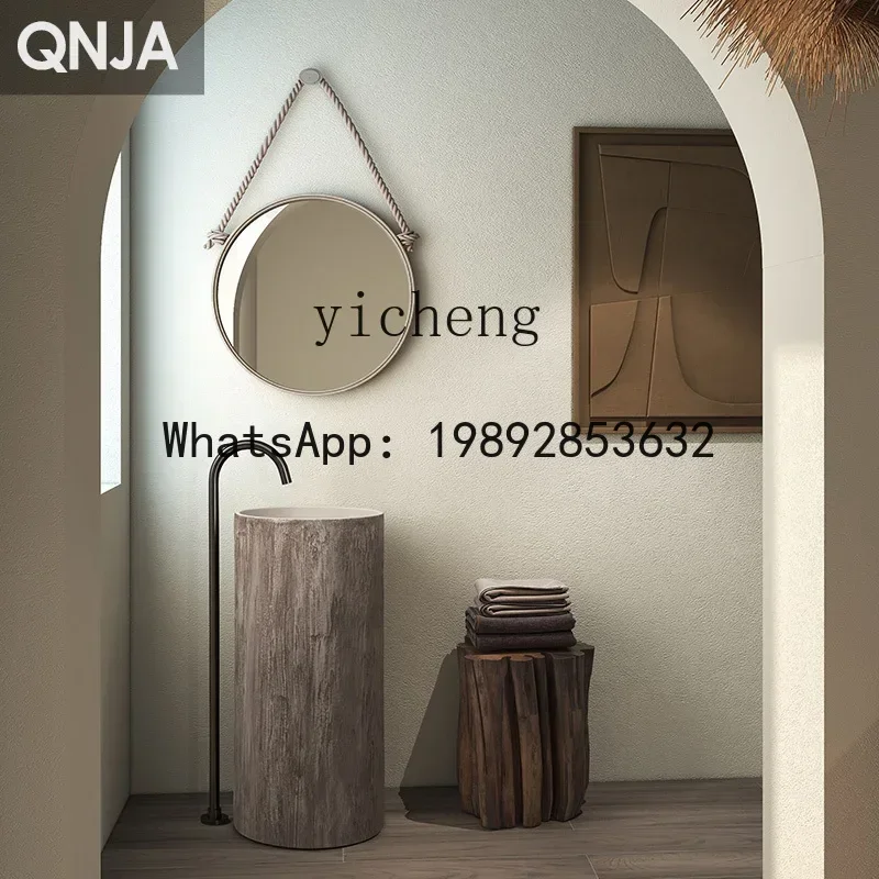 

LYY Floor-Standing Artistic Wash Basin with Wood Grain Round Design