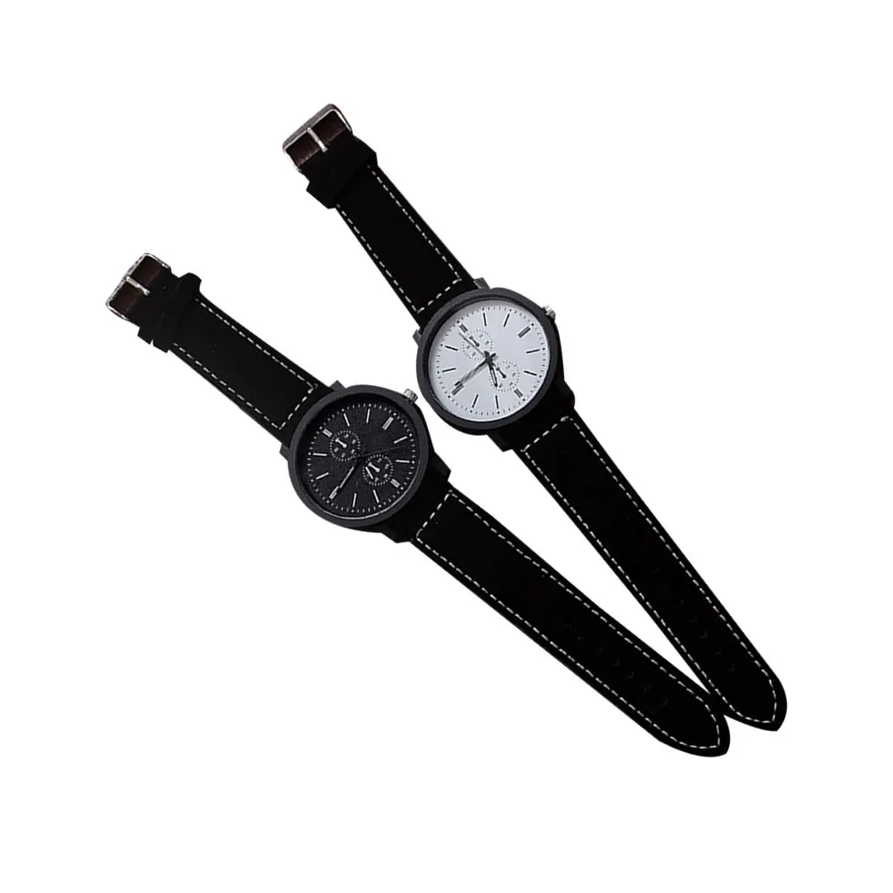

2pcs Big Dial Couple Watch Black White Adjustable Band Quartz Movement Wristwatch Valentine Gift Round Fashion Timepiece