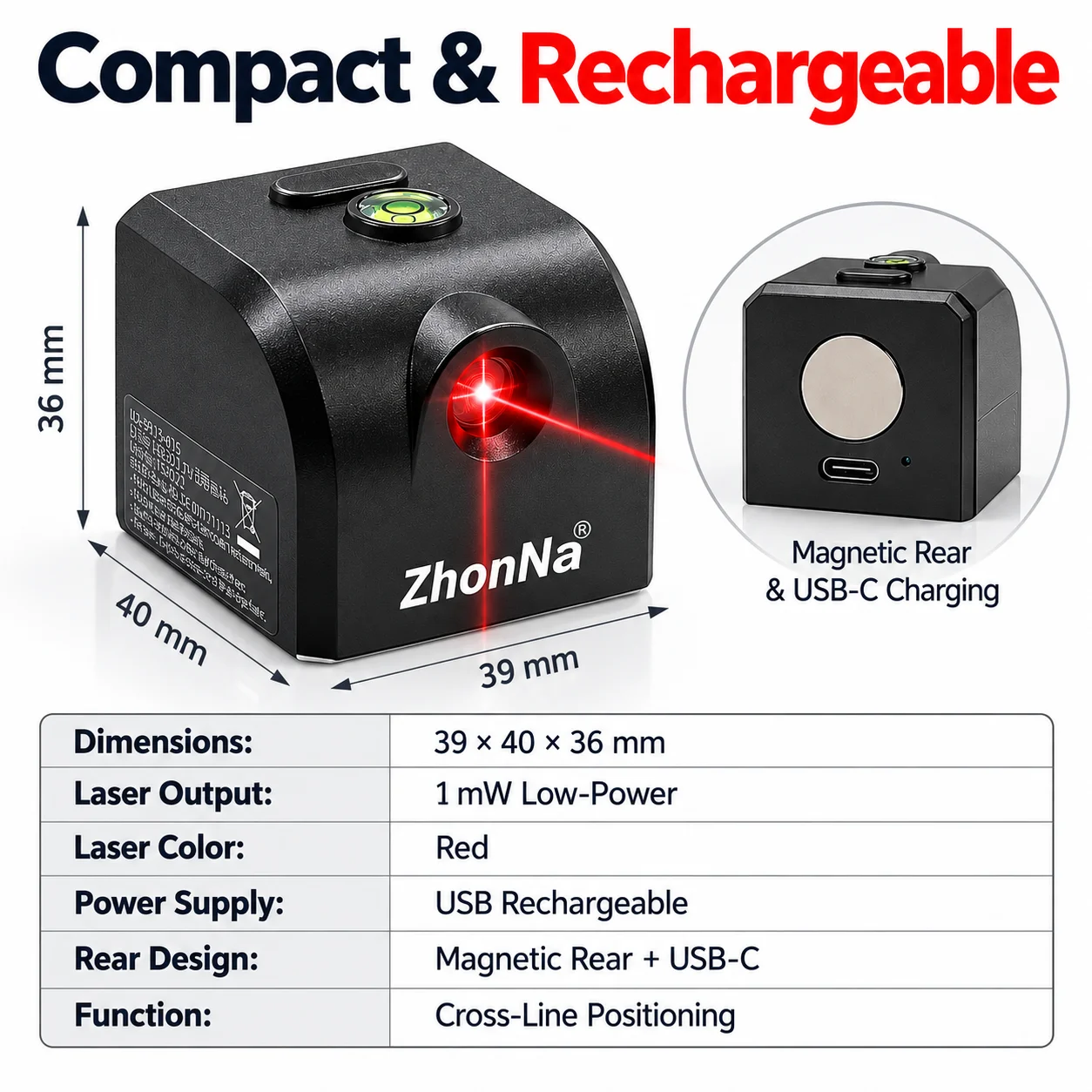 جهاز ليزر صغير بخط أحمر من Zho - مراجعة Laser Level Rechargeable Usb وسعره