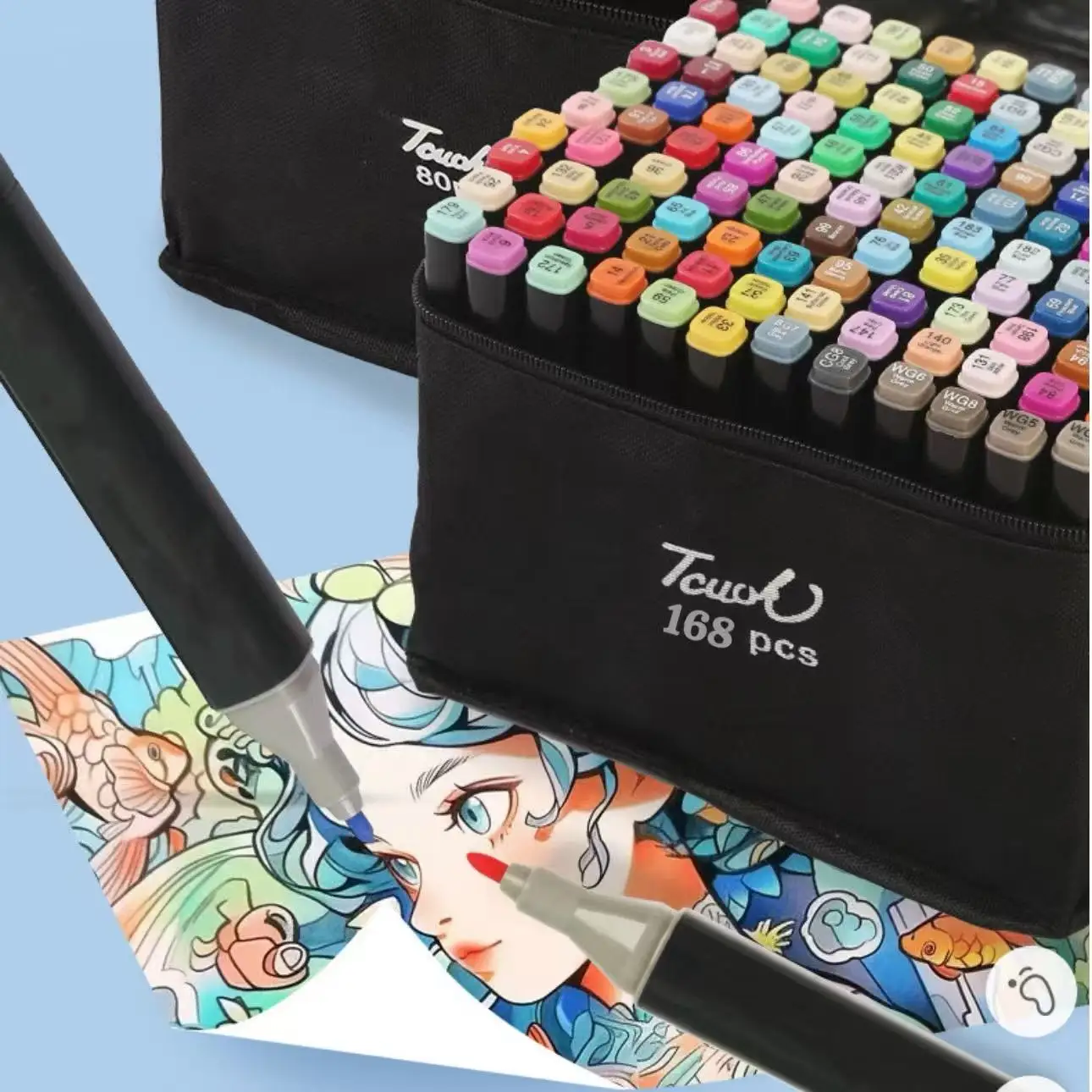 

168pcs Art Marker Set, Watercolor Brush Pens For Students, Dual Tip Oil-Based Markers For Art Students