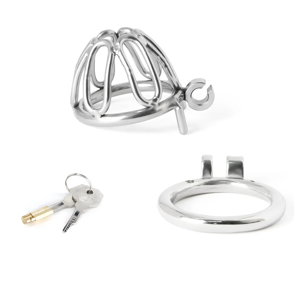 Small Metal Cock Cage Micro Stainless Steel Chastity Device Padlock Lockable Penis Ring Lock Sex Toy For Men BDSM Erotic Bondage