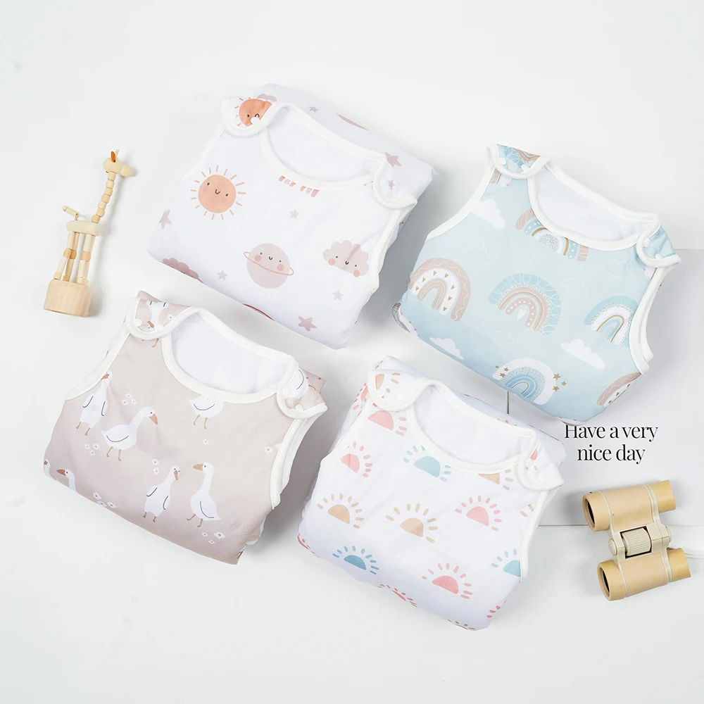 HappyFlute New Prints 10-20℃ Unisex Sleeveless Design Dry& Breathable Anti-Kicking Warm Baby Vest Sleeping Bag