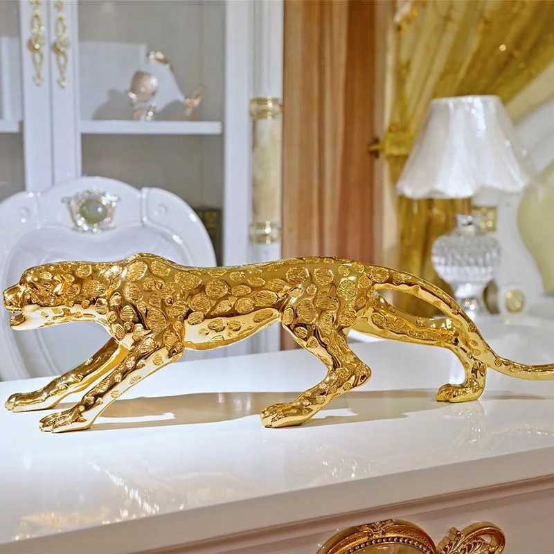 xx-Attract Wealth Resin Money Leopard Sculpture Ornaments Art Livingroom Entrance Statue Decoration Opening Housewarming Gifts