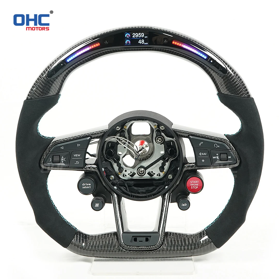 OHC Customized LED Display Steering Wheel Compatible for Audi R8 TTS TT TTRS 100% Real Carbon Fiber