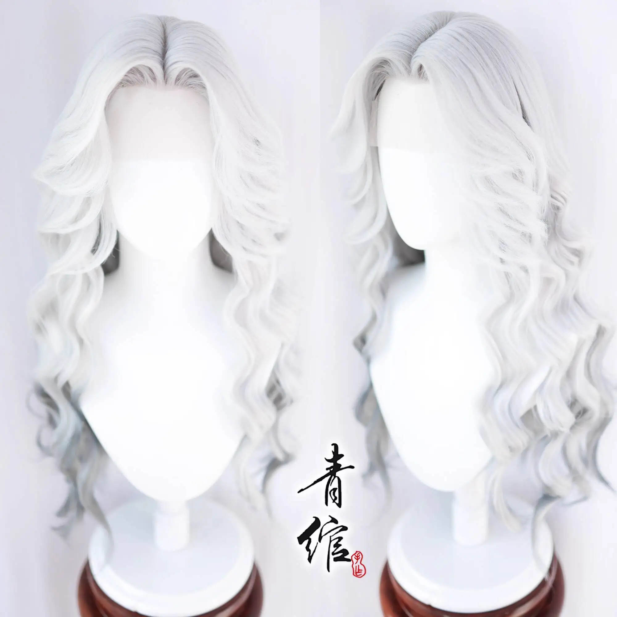 Identity V Psychologist Heat Resistant Cosplay Wig White Gradient Gray Long Curly Hair Survivor Psychologist Cosplay+wig Cap view 2