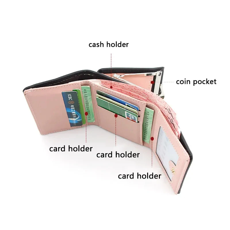 New Short Women Wallets Name Engraving ID Card Holder Cute Female Purses High Quality Simple Coin Pocket Girls Wallet view 5