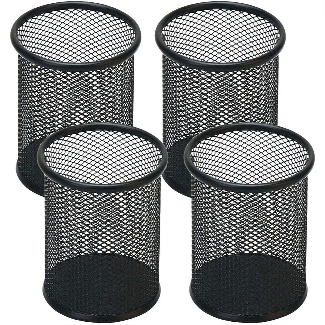 

Mesh Pen Holder for Desk Office, Metal Pencil Cup Organizer Black, 4 Pack - Convenient and Stylish