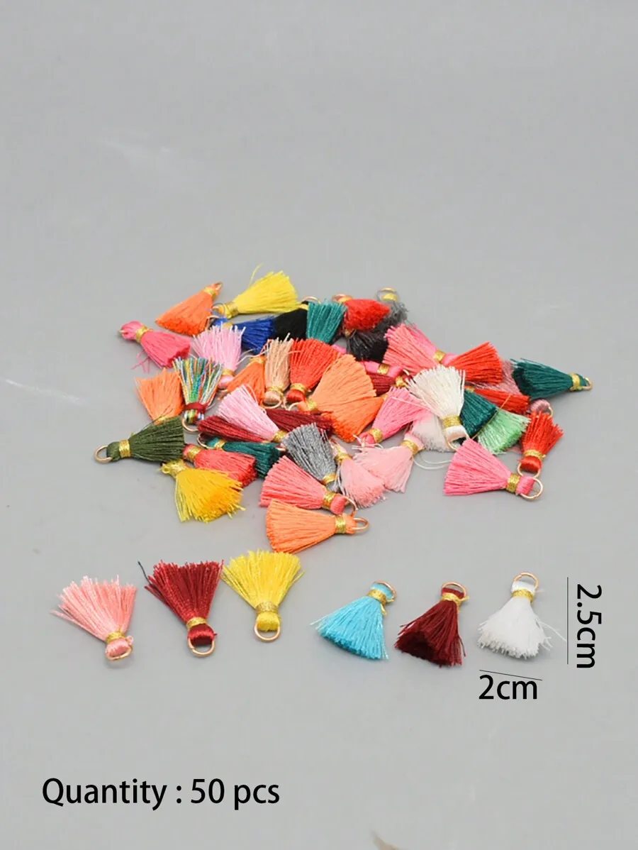 50 Pcs Mixed Color DIY Tassels With Metal Ring For Earrings Bracelet Bag Accessories
