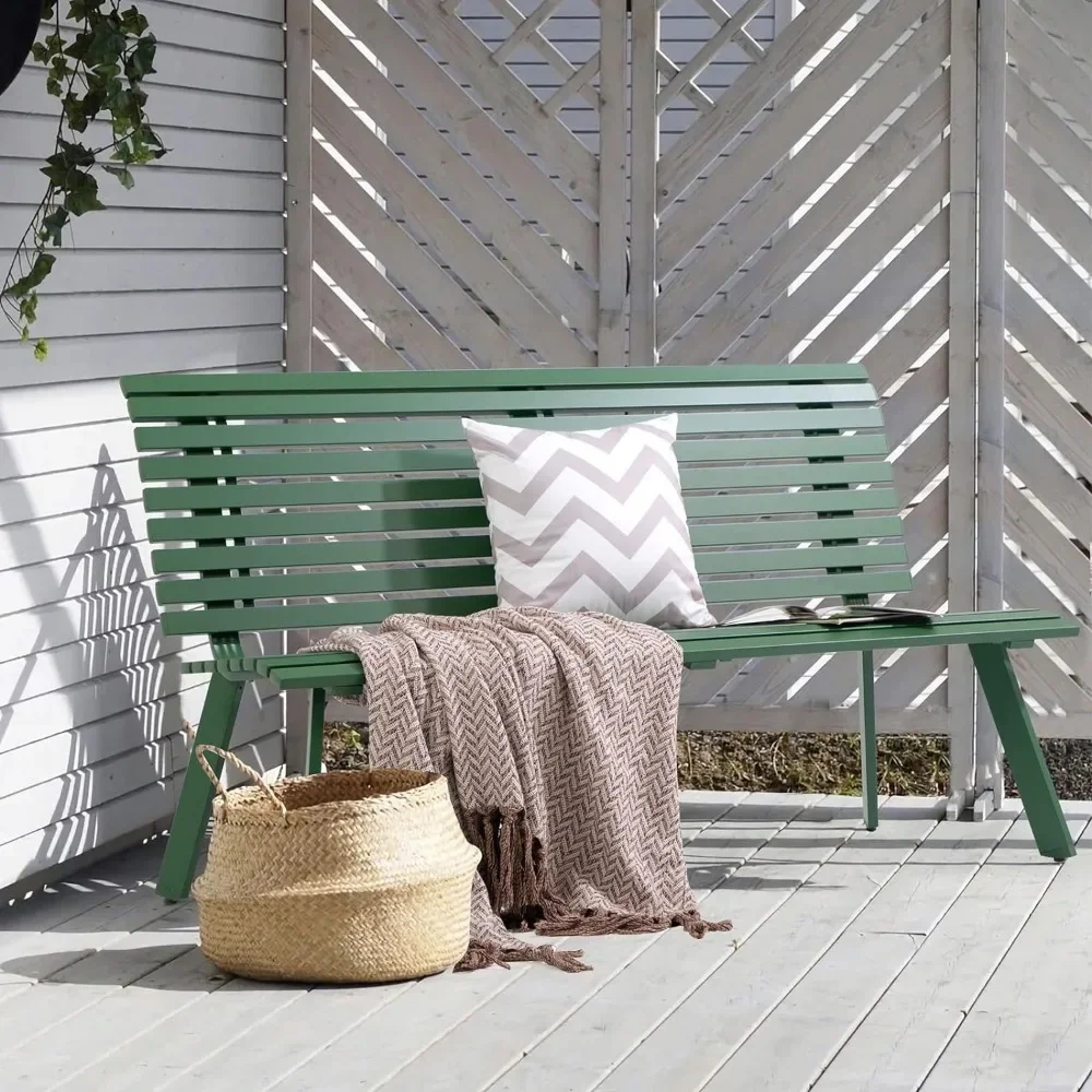 Banc de jardin extérieur en aluminium, chaise de porche, mobilier à lattes avec dossier