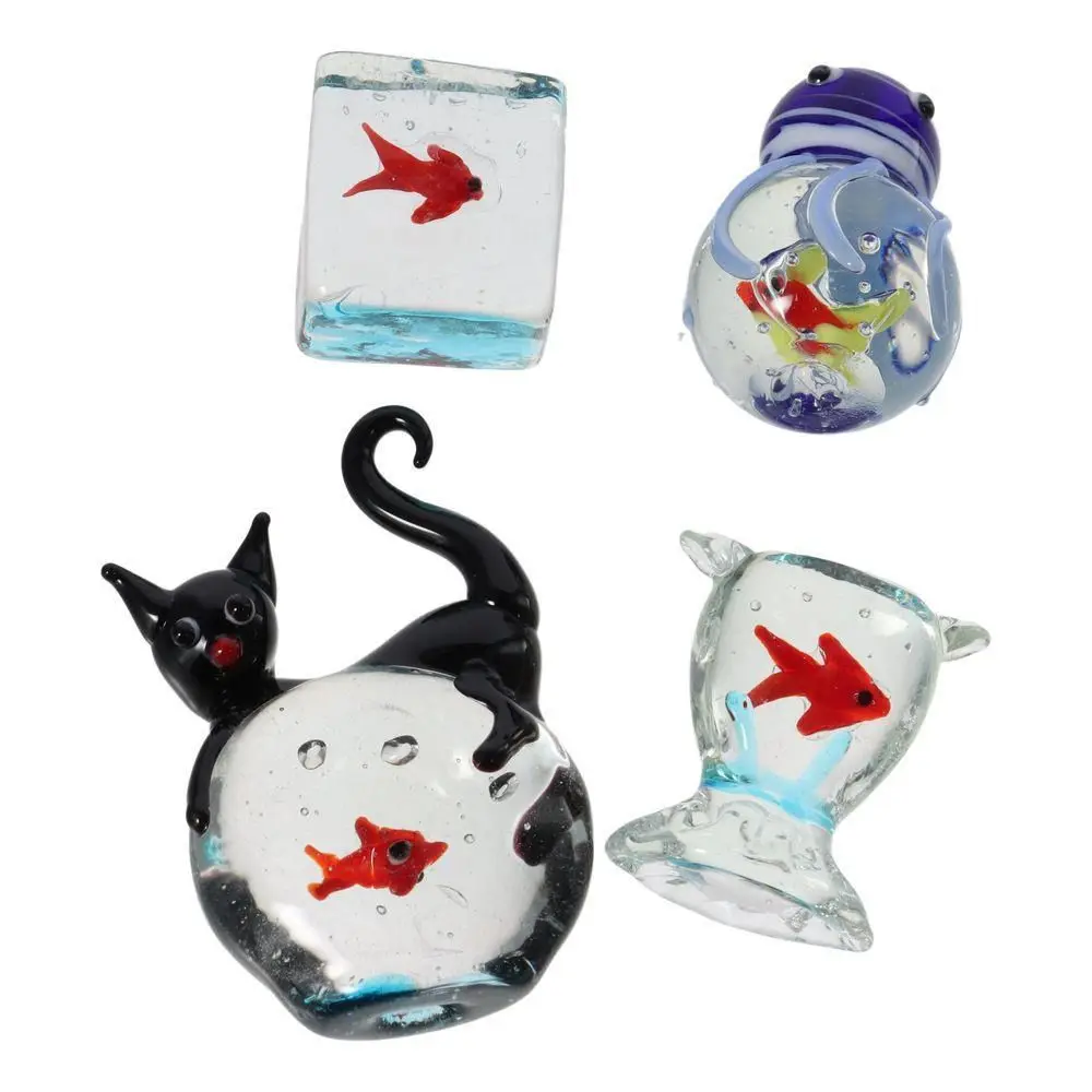 Home Decor Mini Pocket Fish Ornaments Living Room Tabletop Ornament Black Cat Ornaments Office Desktop Glass Fish Handcrafted