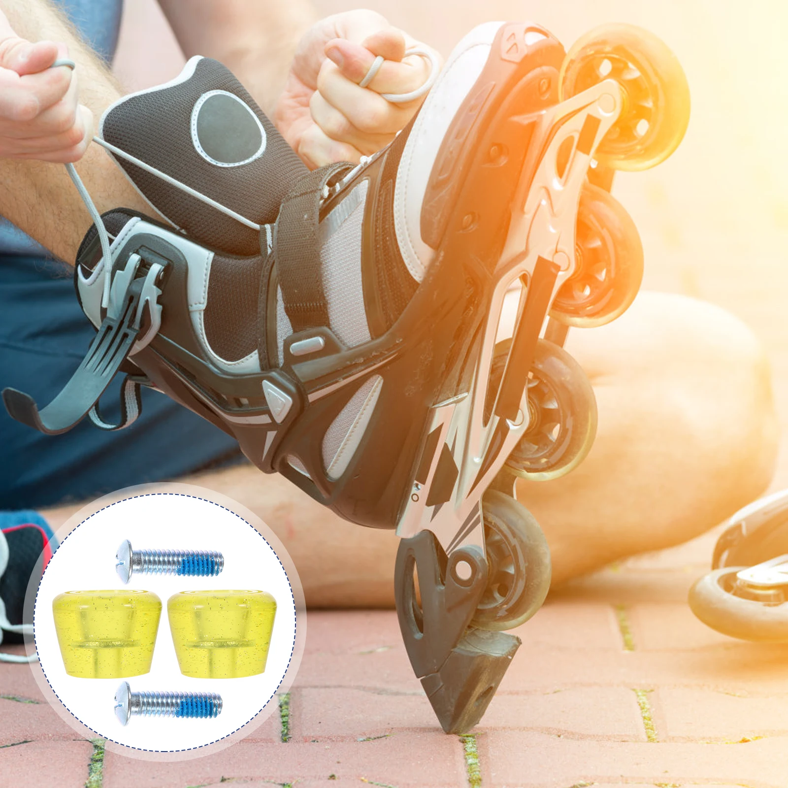 1 زوج المهنية الأسطوانة تزلج توقف مقاومة للاهتراء استبدال الفرامل ملحق قابل للتعديل ارتفاع سدادات تزلج المقابس #3