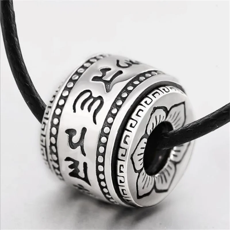 Six-character Mantra Transfer Beads Pendant Men Jewelry Classic Buddhist Swastika Necklace Male Blessing Amulet Choker Bijou