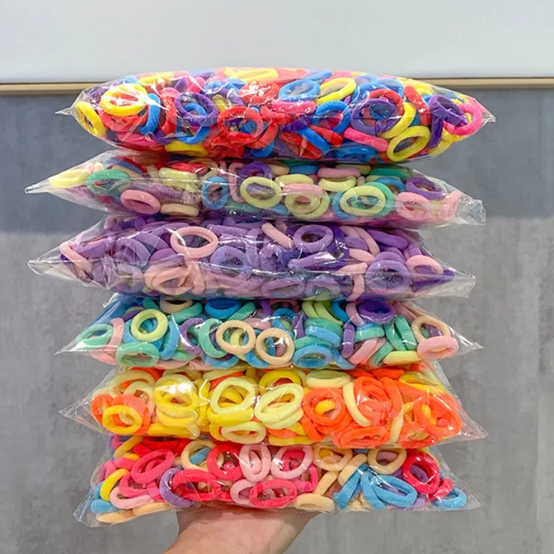 Children\'s Rubber Bands Baby Hair Bands 100 Pieces Bag Seamless Towel Ring Thumbtacks Hair Rope Girls Headbands Without Hurting