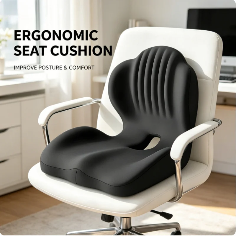 Memory-Schaum Sitzkissen Ergonomisches Hüft- und Lendenwirbelstützkissen Druckentlastung Komfortables Stuhlkissen für Büro, Auto und Zuhause