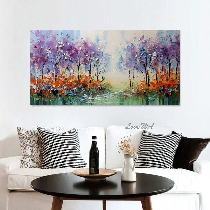 Large Living Room Wall Pictures Modern Abstract Tree Scenery Paintings Custom Artwork Thick Texture Wallpaper Home Decoration