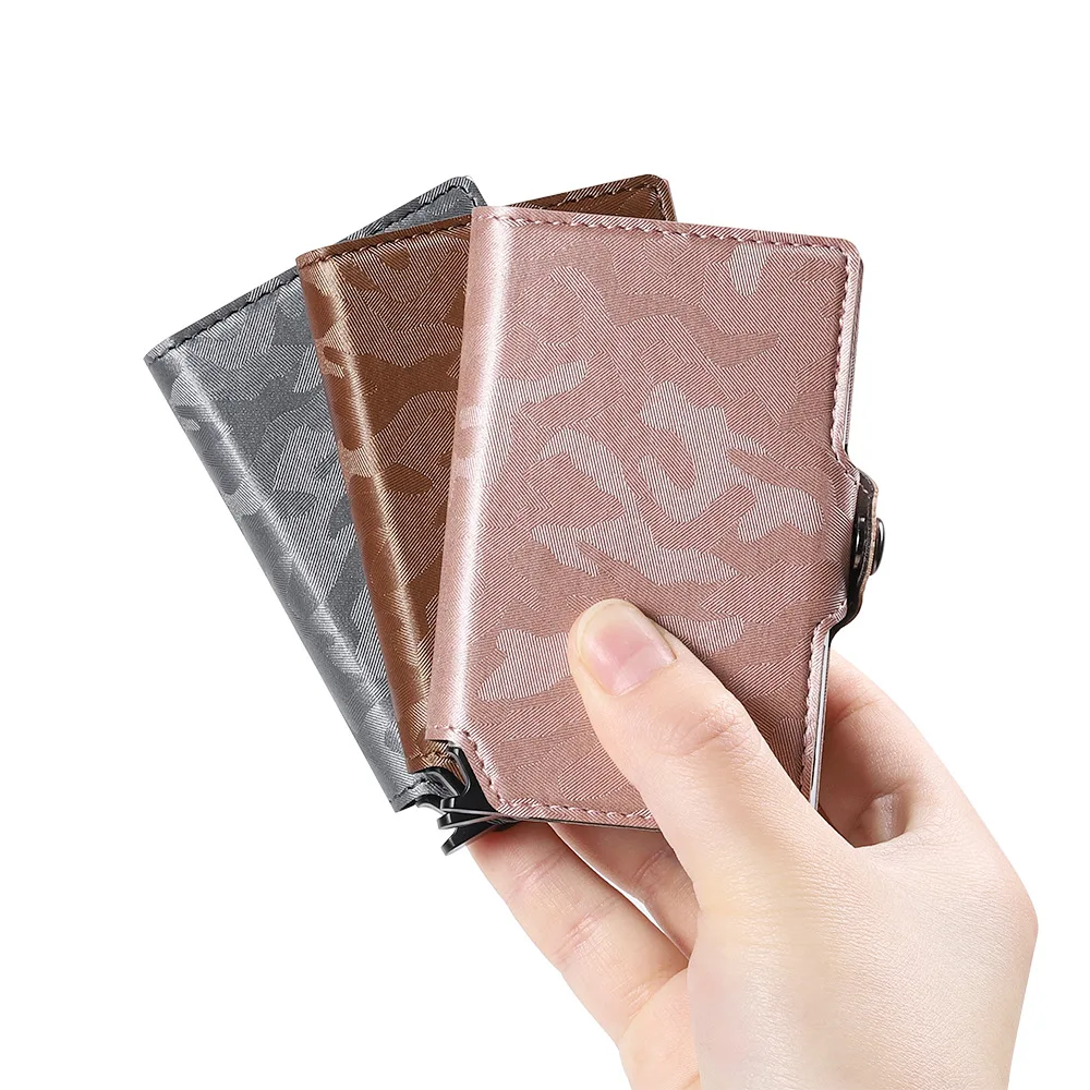 CASEKEY Rfid Camouflage Leather Smart Tactical Wallet Men Bank Porta carte di credito Mini Money Bag Metal Male Vallet Porta Tarjeta