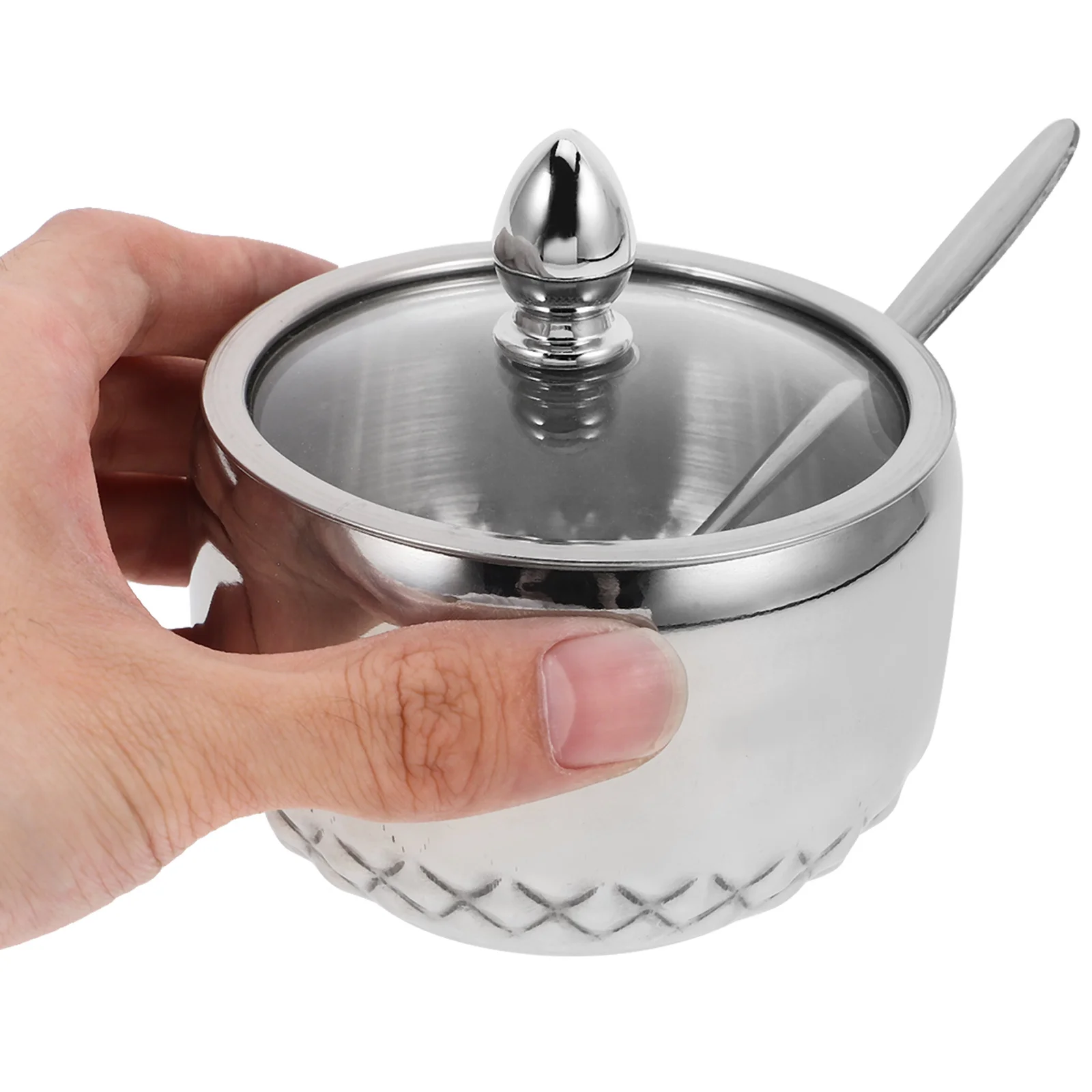 

1Set Seasoning Jar Set Stainless Steel Lidded Kitchen Spice Container for Salt Pepper Sugar Storage Organizing Cooking