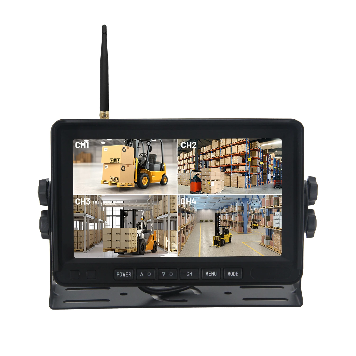 hit product7-inch 4CH Wireless Waterproof Forklift & Truck Camera System, Backup Monitor with Reverse View - Heavy Duty Safety C