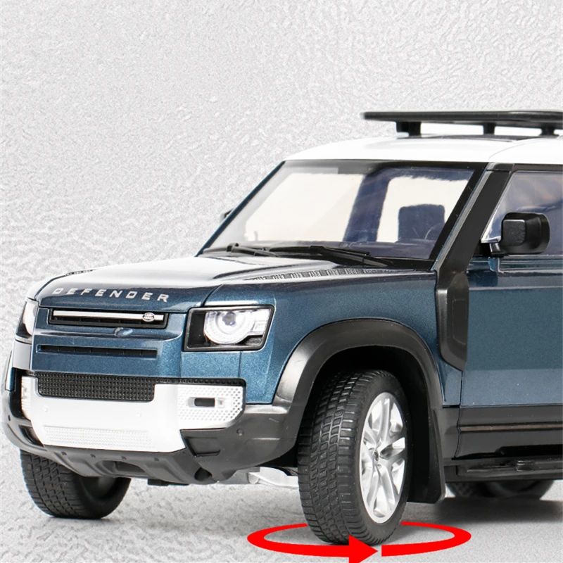 1/18 Range Rover Defender SUV Alloy Car Model Diecast Metal Toy Off-road Vehicles Car Model Sound and Light Simulation Gift