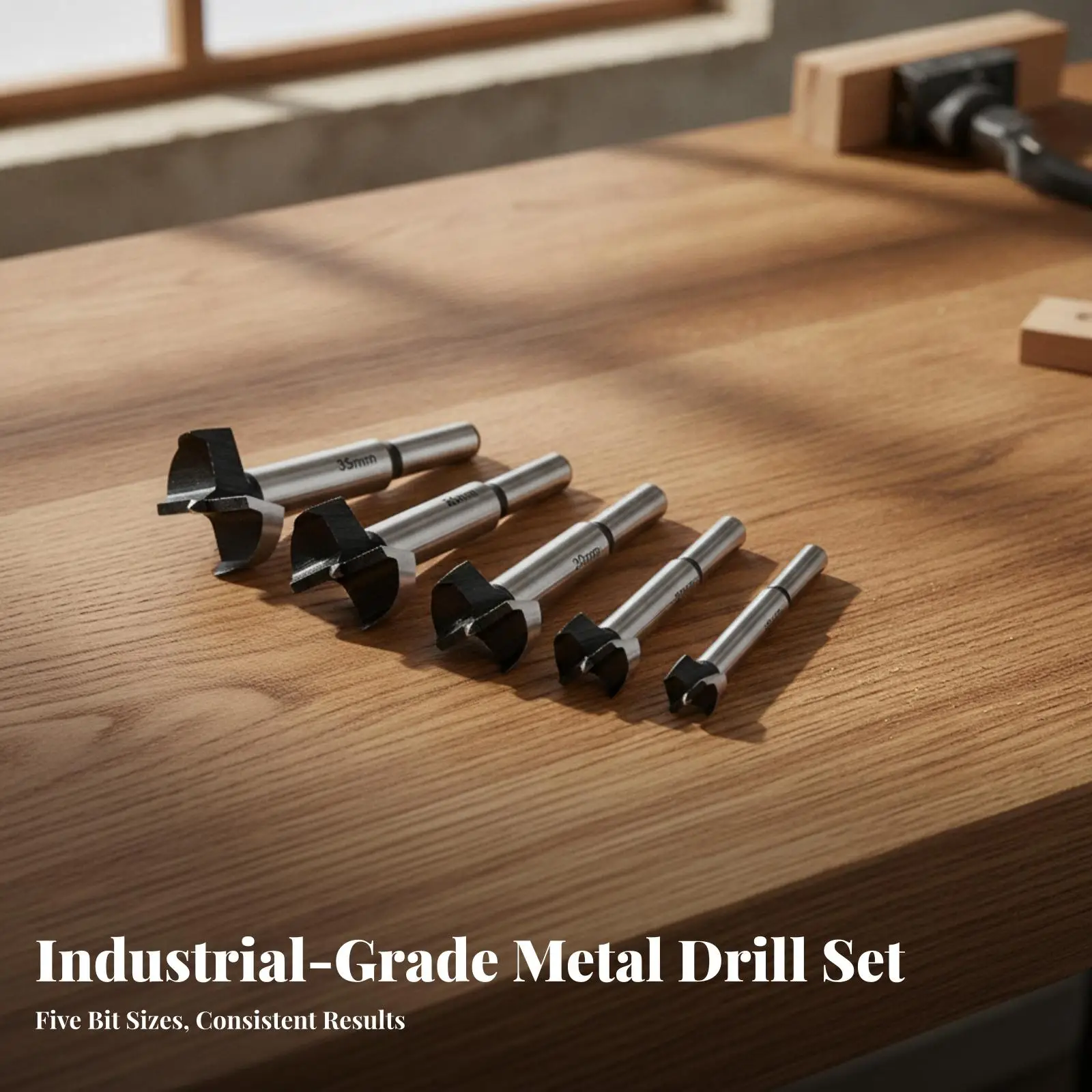 5 Pieces Carpentry Hinge Boring Tool | Curved Cutting Profile, Smooth Cylindrical Shank, Flat Wing boring tool, for Cabinet