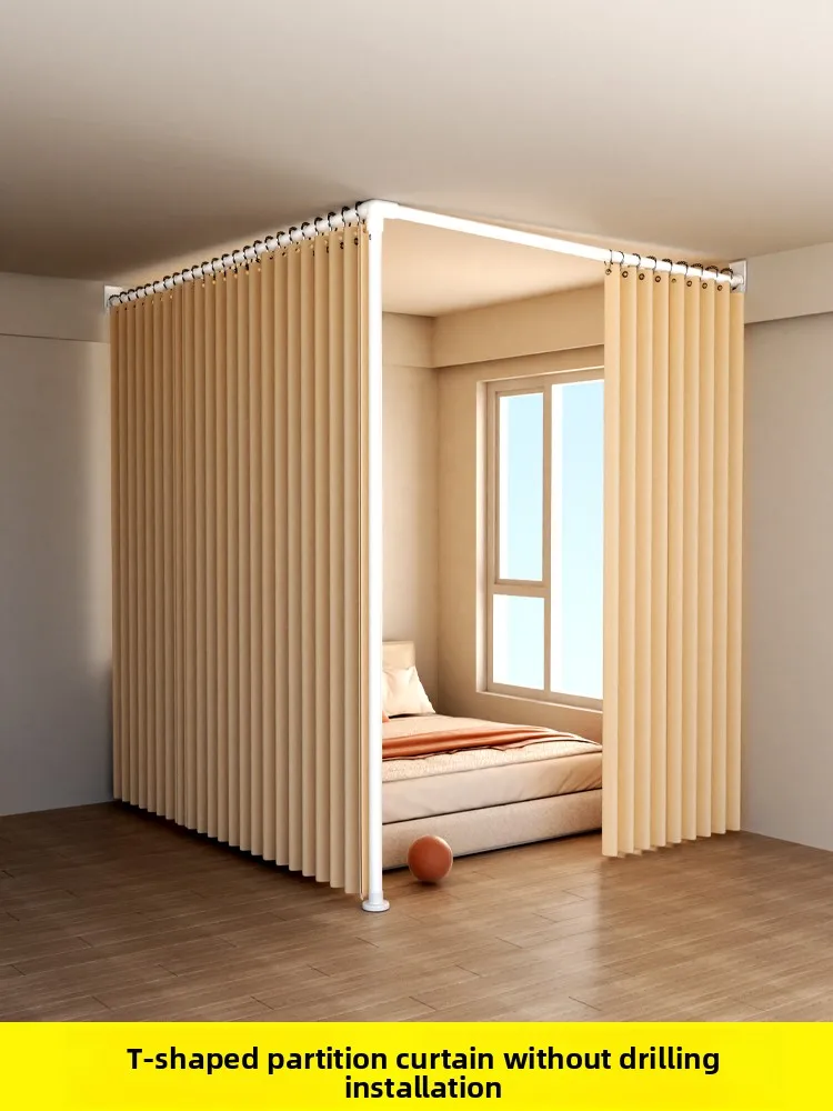 

Bed Curtain Room Partition Beau Salon Renting Dormi U-ape L Entrance No Drilling Bed Cloth Curtain Home Decor