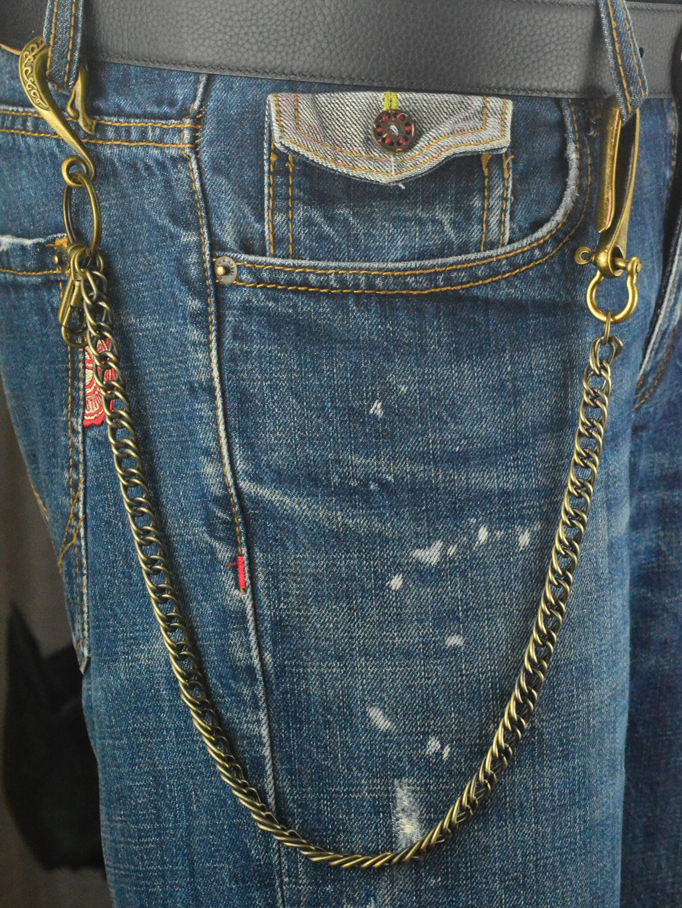 24 Zoll Hip Pop Bronze Punk Hosen Jeans Biker Geldbörse Kettenanhänger Herren Schlüsselanhänger Phoenix Gürtel U-Haken Schnallenclips EDC Geschenk – Detail 6