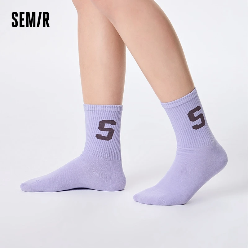 Semir Socks Women AAA Antibacterial Breathable Casual Fashion Jacquard Elastic Mid-calf Socks 4 Pairs