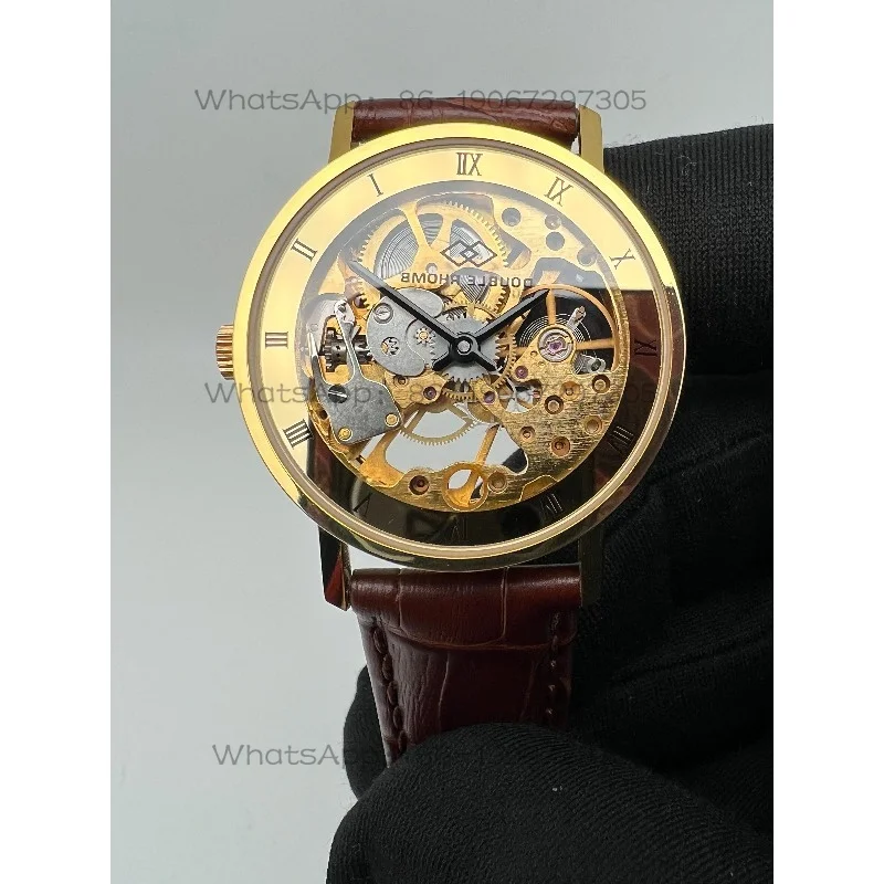 Watch Large Dial Round Gold Manual Mechanical Watch