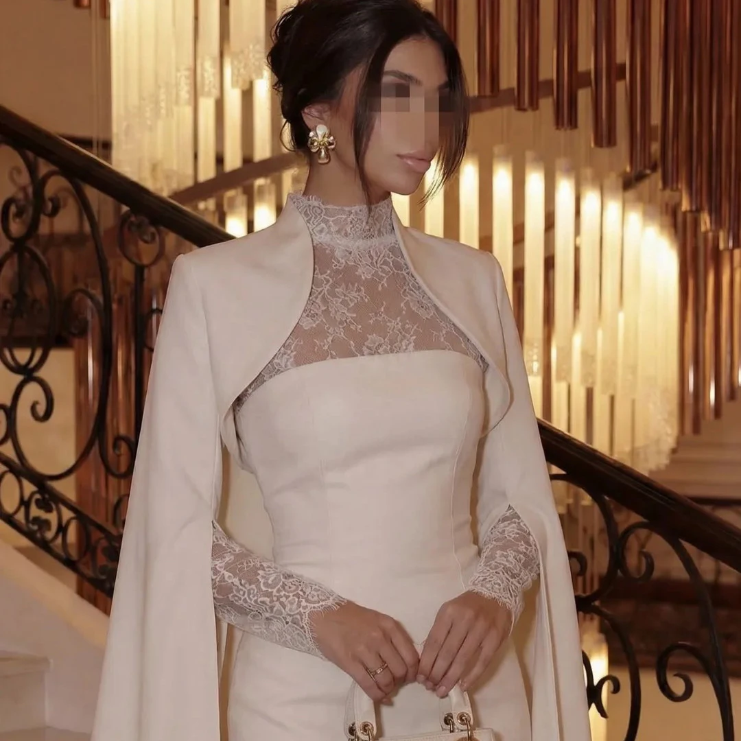 

Booma Mermaid Long Lace Simple Wedding Dresses Long Sleeve Satin Elegant Brides Gown Custom Made 2026