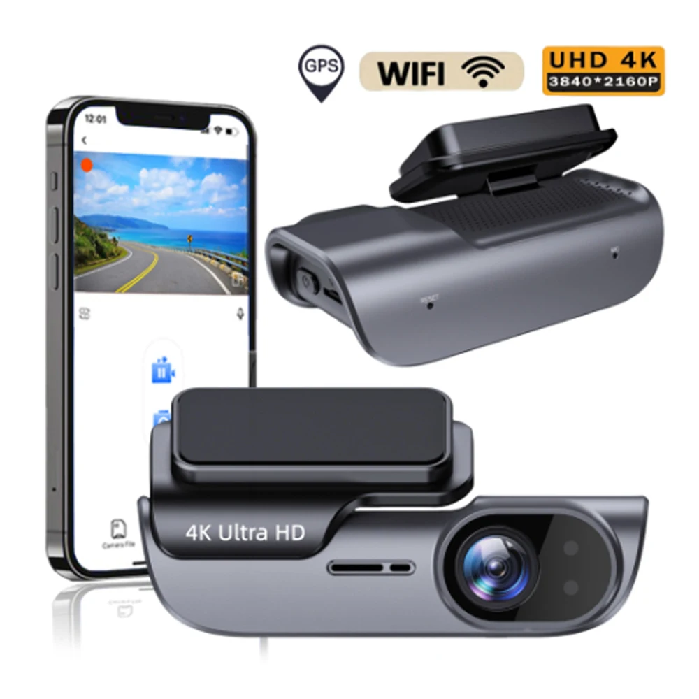CaméRa EmbarquéE 4K UHD Avec Vision Nocturne, Enregistreur VidéO DVR Wi-Fi, BoîTe Noire Et CaméRa De Recul-image