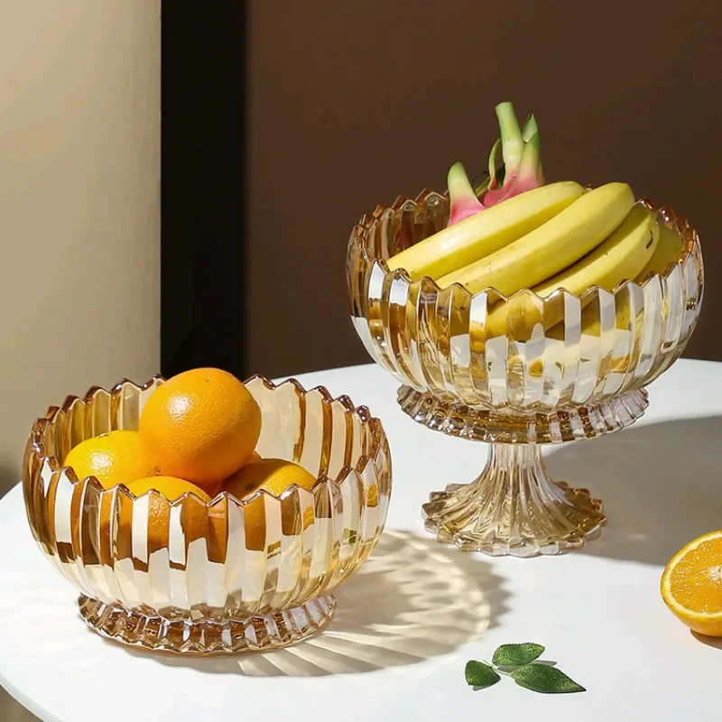 

Стеклянный поднос для хранения фруктов в ресторане, роскошная домашняя кухня, стойка для овощей, обеденный стол для закусок, посуда