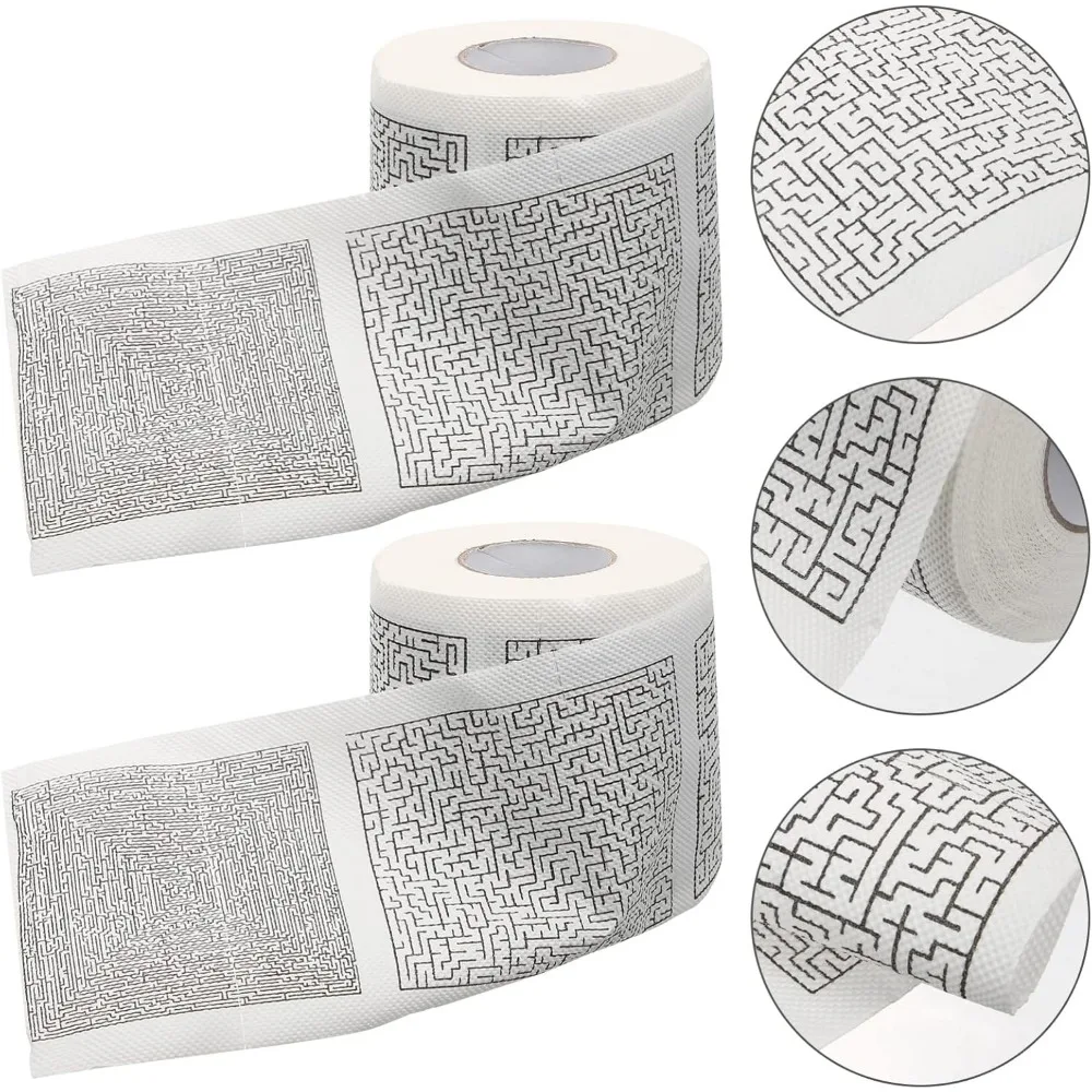 2 Rolls Decorative Toilet Paper Novelty Bulk Colored Napkins Maze Game Tissue Paper Romantic Decorate Wood Pulp