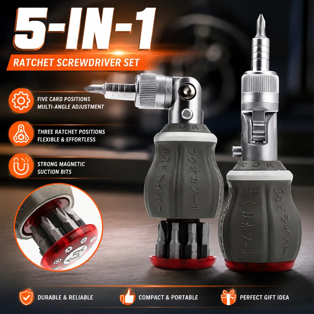 8-In-1 Ratcheting Multi-Tool Screwdriver, Versatile Magnetic Screwdriver, Professional Angled Screwdriver, Repair Instrument