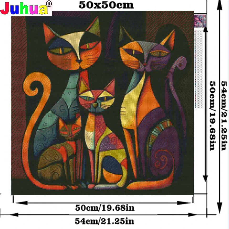 Fantasy Abstract Cat Family Jewelry cross stitch DIY Diamond Painting New 2024 Diamond Embroidery Mosaic Animals Home Decor