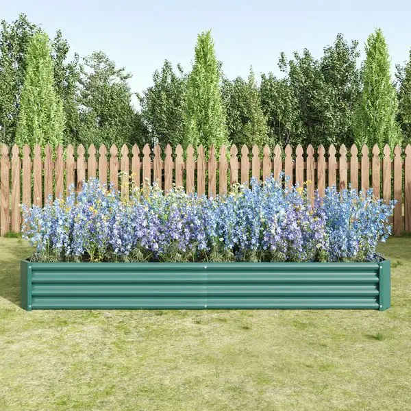 

Raised Garden Bed Kit - Metal Raised Bed Garden 7.6x3.7x0.98ft for Flower Planters, Vegetables Herb Green