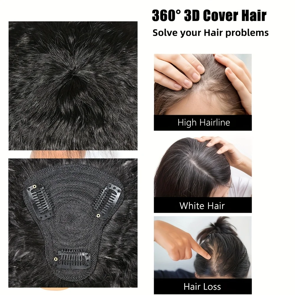 Kinky reta topper cabelo com franja pedaço de cabelo clipes invisíveis em peças de peruca extensões de peruca feminina, design intranet em forma de t