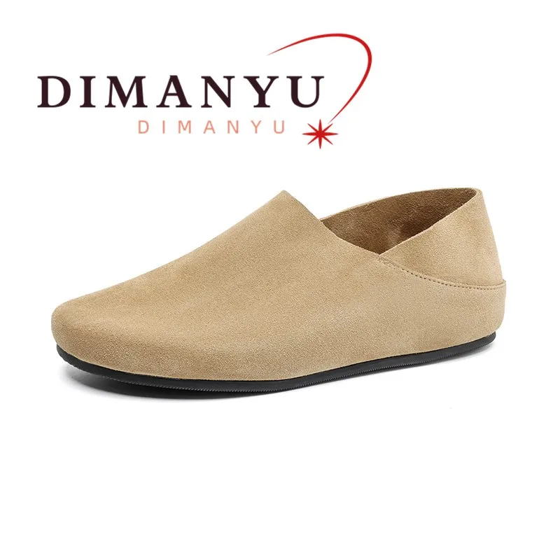 DIMANYU Men's Loafers Genuine Leather 2026 Spring New Men's Slip On Shoes Flat  Large Size Casual Lazy Men