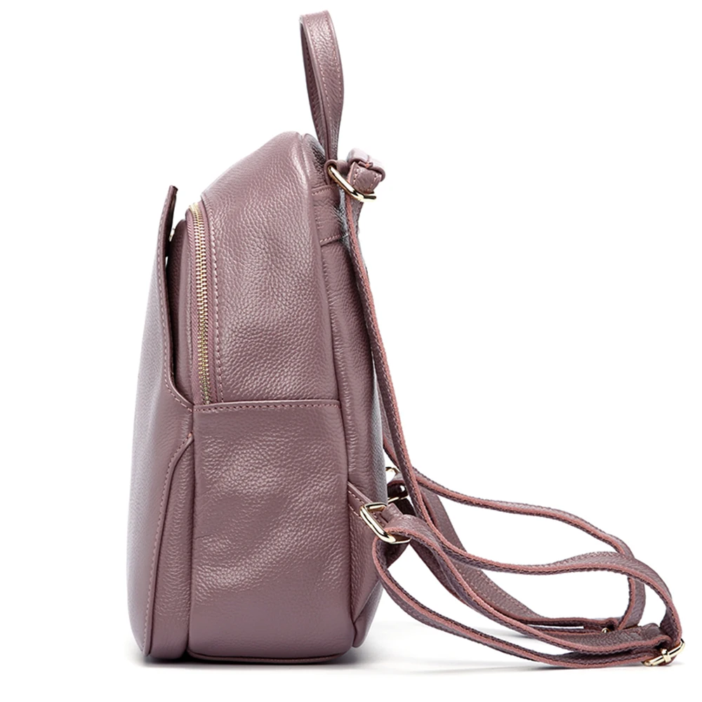 Zency Charm Women Backpack 100% Genuine Leather Anti-theft Button Elegant Female Travel Bags Schoolbag For Girl Holiday Knapsack