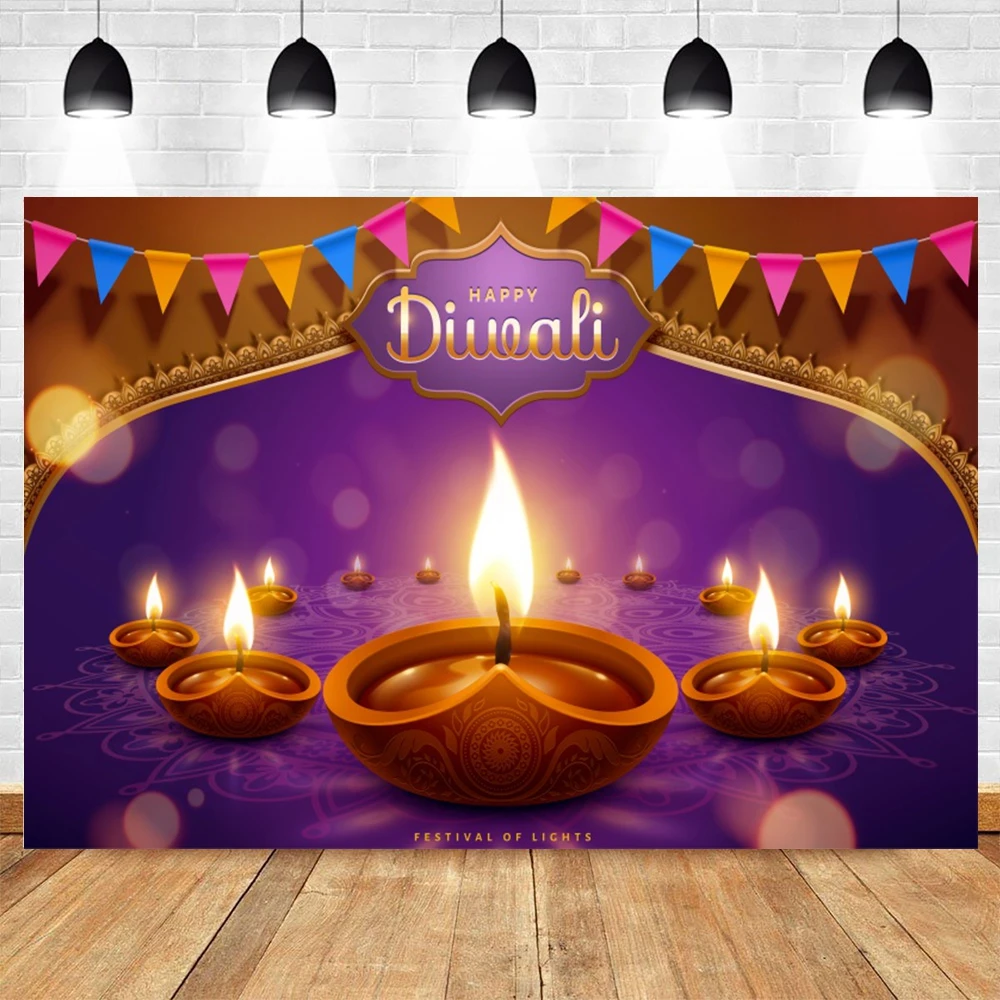 Happy Diwali Festival Photography Backdrop India Traditional Festival Decor Colorful Curtain Background Photo Studio Props