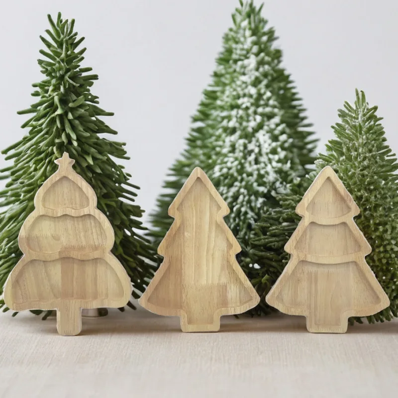 

Cross border wooden 2026 Christmas tray Easter tray Elk Christmas tree Practical designed hat Rabbit solid wood decorative tray