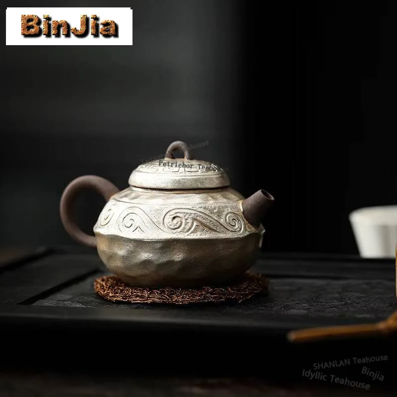

125 мл Высококачественный серебряный чайник ручной работы, японский грубый керамический горшок, чайник с шариковым отверстием, фильтр, чайник Dahongpao Kung Fu, подарок