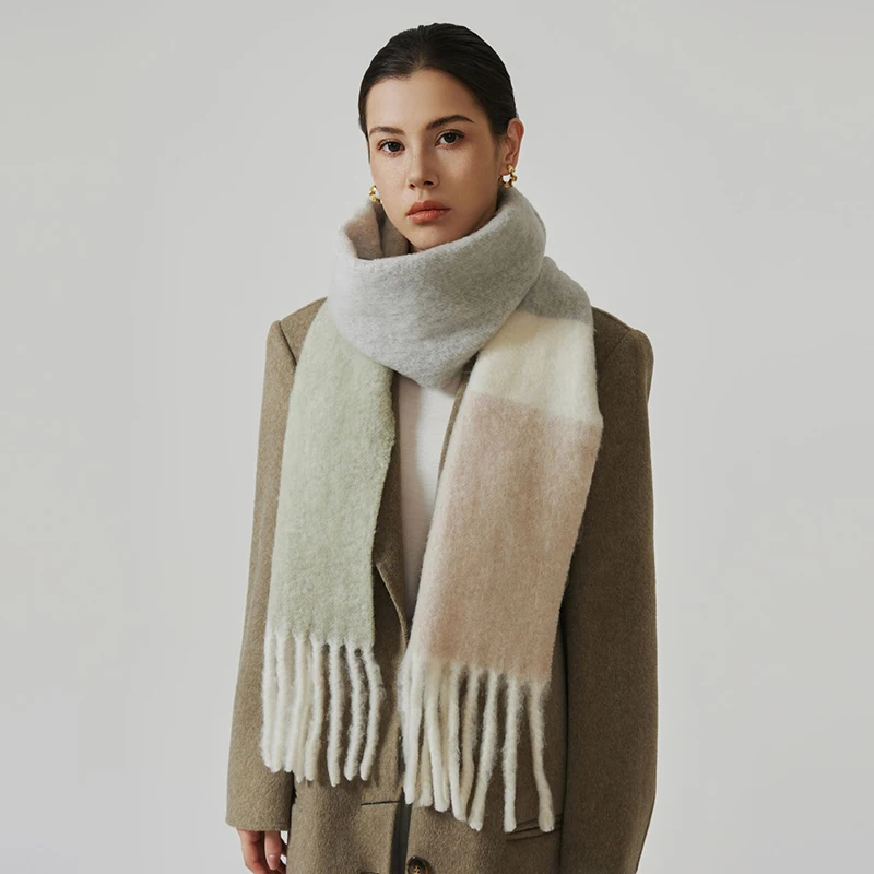 

Scarf Wool Women Winter Plaid Long Shawl Thick Warm Accessory For Autumn Cold Weather Holiday