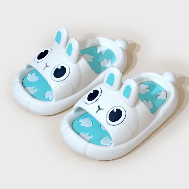 Cute Rabbit Children\'s Slippers Summer Open Toe Bathroom Flip Flops Anti Slip Soft Sole Home Shoes Girls Boys Indoor Slippers