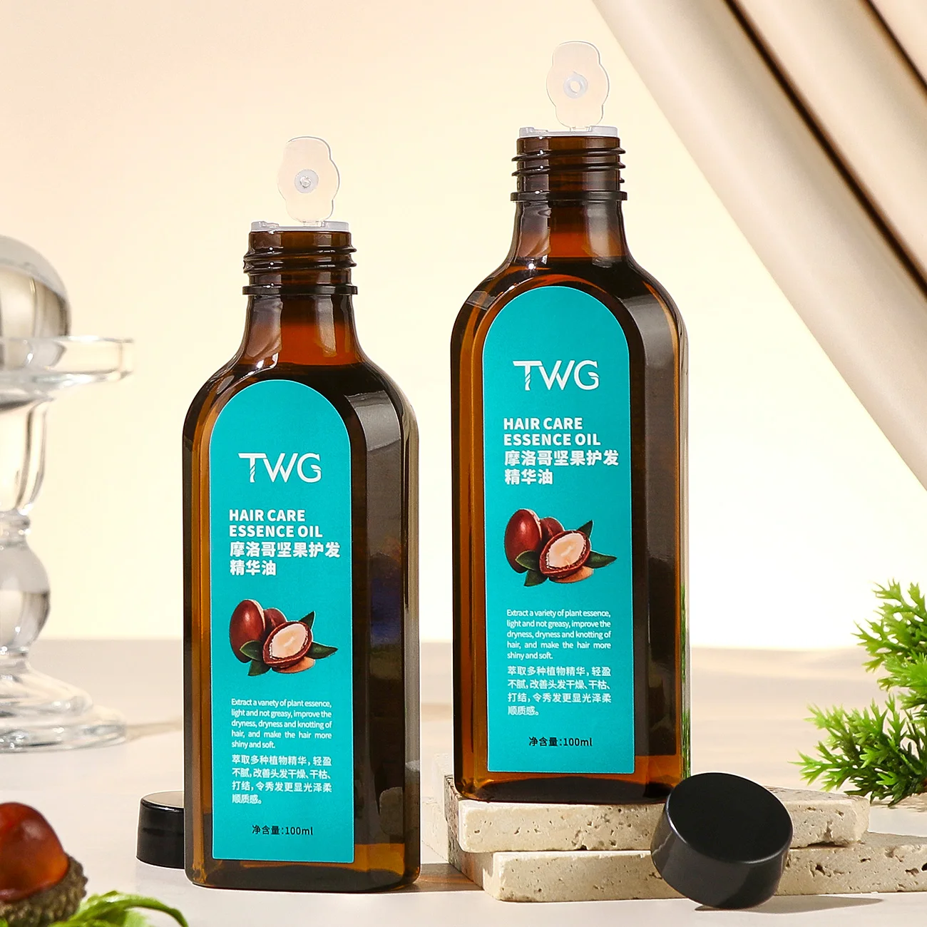 100ml TWG Hair Care Essence Oil Morocco Argan Oil Hair Treatment Essential Oils Light and Rejuvenate Revitalizing Anti-frizz