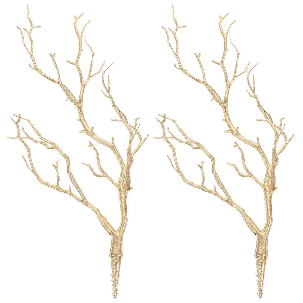 

2pcs Artificial Dried Branches Golden Plastic Vase Fillers Home Decor Accessories Christmas DIY Suppliesdecorative plants
